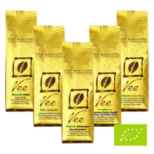 Vee's Trial Pack 5: Organic coffees from controlled ecological cultivation - Freshly and gently roasted for you every day. Since